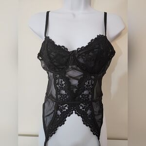 Avidlove Garter Lingerie for Women Floral Lace Babydoll Bodysuit Bra and Panty S